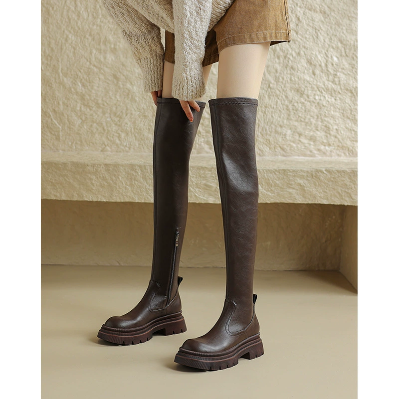 Demi-season elastic high boots platform