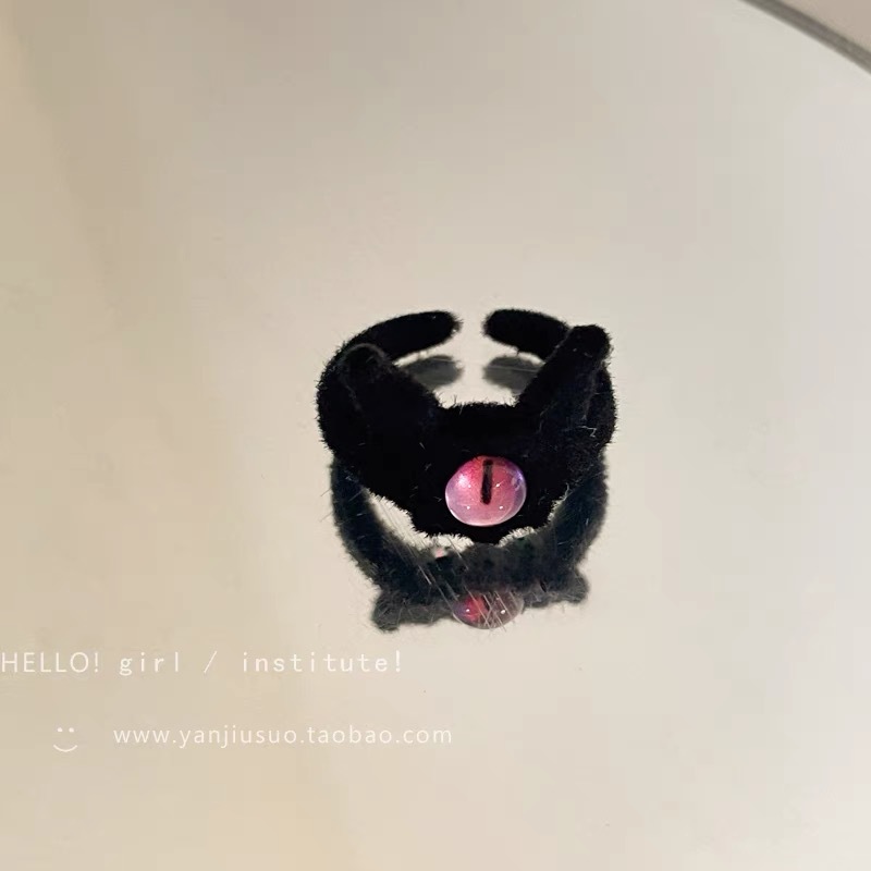 Divertido pequeño monstruo anillo grandes ojos salchicha boca dedo índice anillo dulce fresco dibujos animados lindo novias pareja anillo joyería