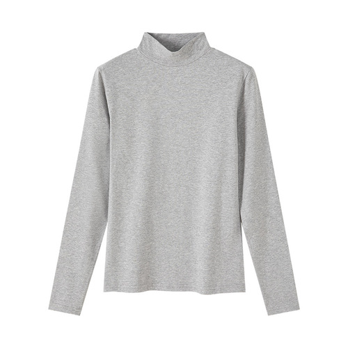 Women's pure cotton mid-collar thin single-piece bottoming cotton sweater autumn and winter solid color slim inner thermal underwear top