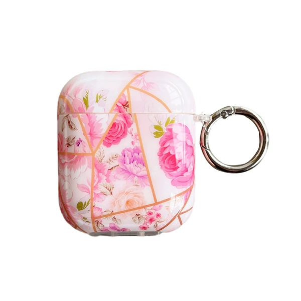 IMD soft shell-geometric pink flowers (with hanging loop)