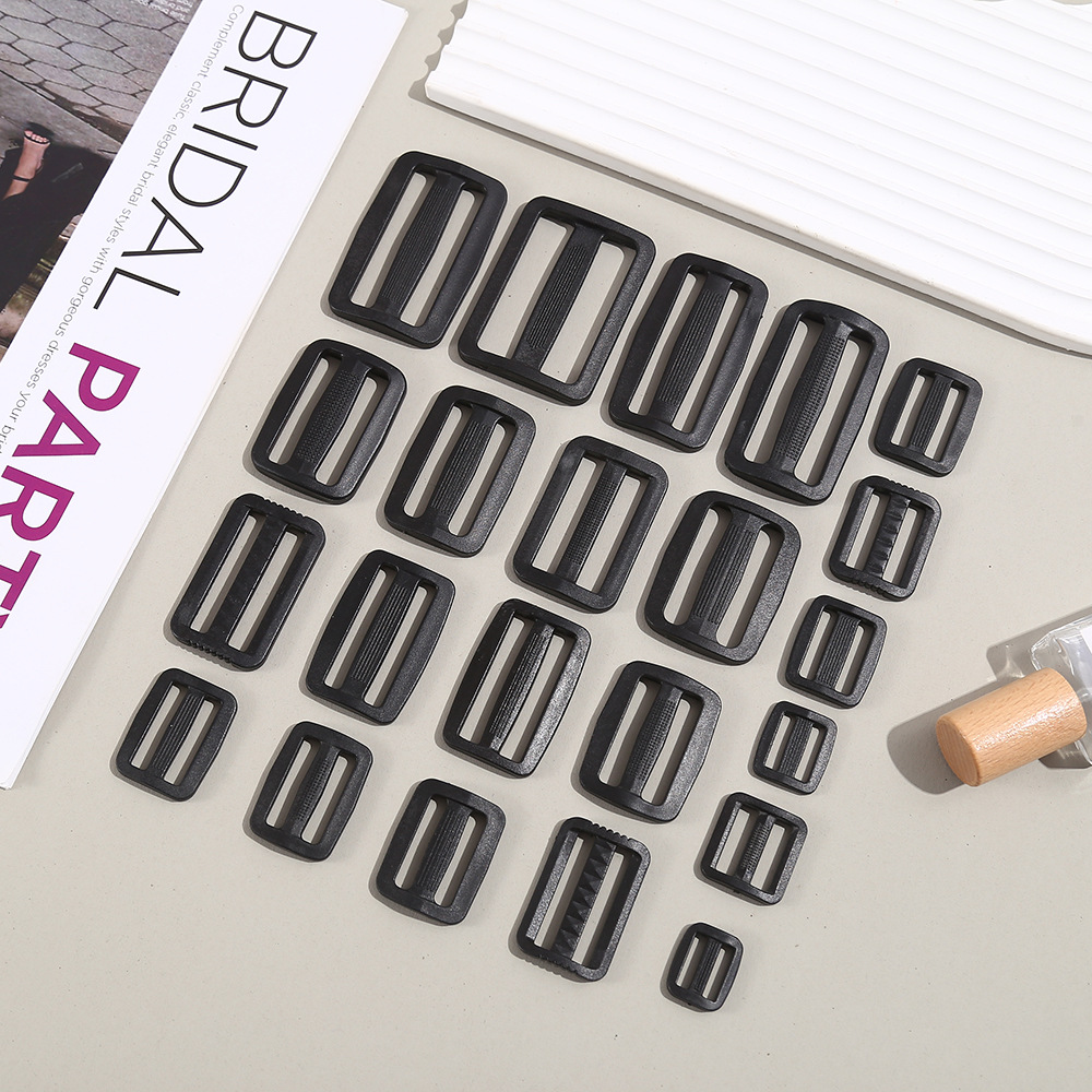 厂家现货箱包配件塑料日字扣 黑白色调节方扣 塑胶调节背带三档扣