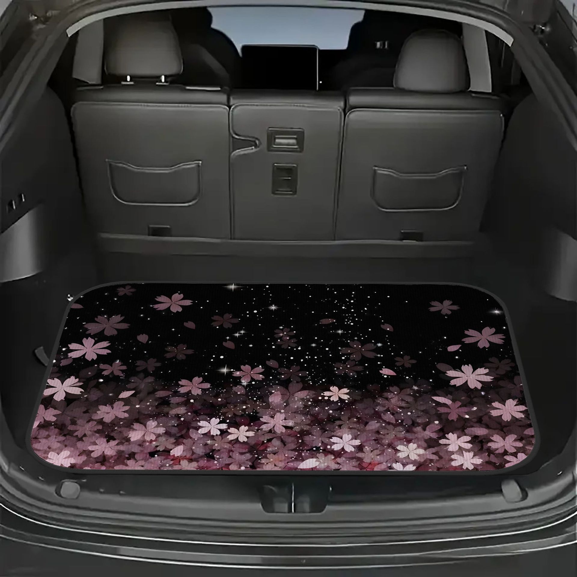 Plant and Flower Design Car Trunk Mat, Crystal Velvet, Dirt-Resistant, Wear-Resistant, Interior Mat, Universal for All Seasons, Cross-Border