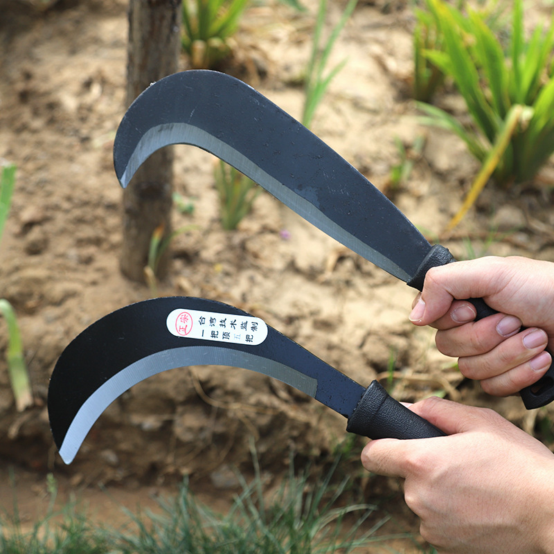 Fabricantes de acero de manganeso al por mayor cuchillo de leña agrícola hoza cortar cuchillo de cosecha doméstico de doble propósito cimeta de mango largo cortador de césped