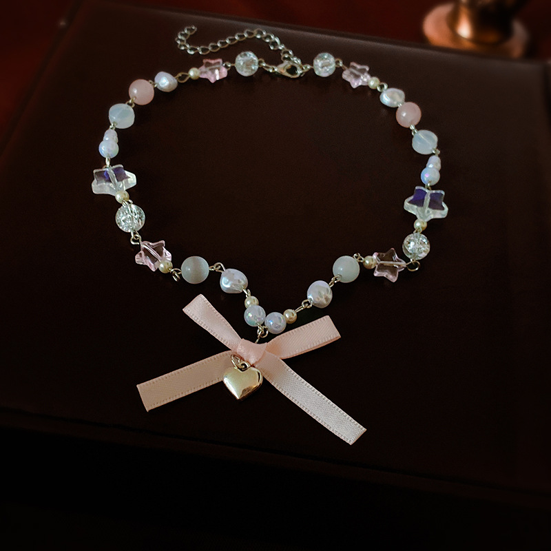 Cute fashionable universal necklace with bow