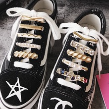 欧美新品时尚小白鞋潮搭金属水钻创意鞋带扣装饰ins帆布鞋带配件