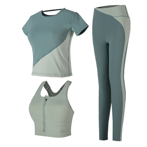 Women's Trendy Color-Block Cropped, Loose-Fit, Slimming Gym & Running Jacket + Quick-Dry Yoga Suit Set