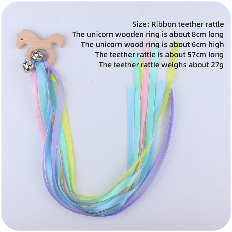 Nuevo bebé suministros de dibujos animados animal de madera anillo bebé creativo haya molar cinta mordedor sonajero juguete