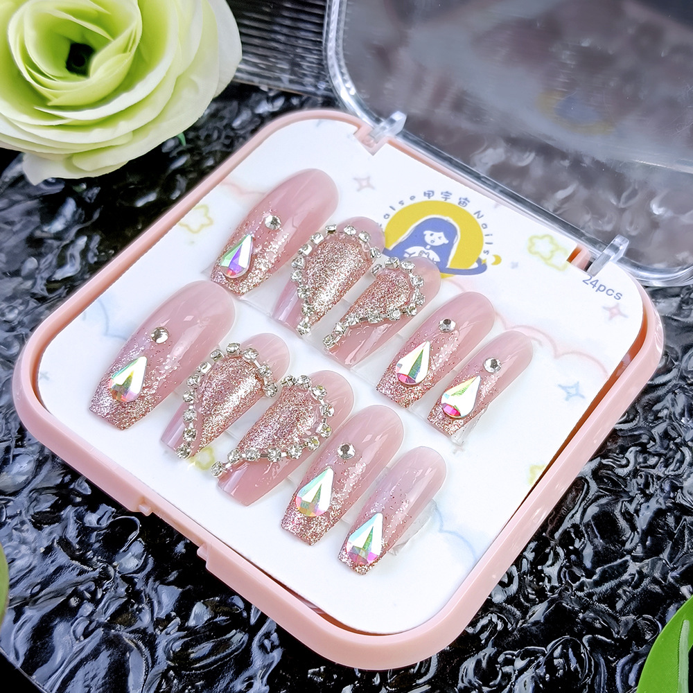 Uñas postizas Air Soft, sin pliegues, hechas a mano, piezas de uñas portátiles, piezas de uñas de material suave de lujo ligero, 24 piezas en caja de plástico, arte de uñas al por mayor.