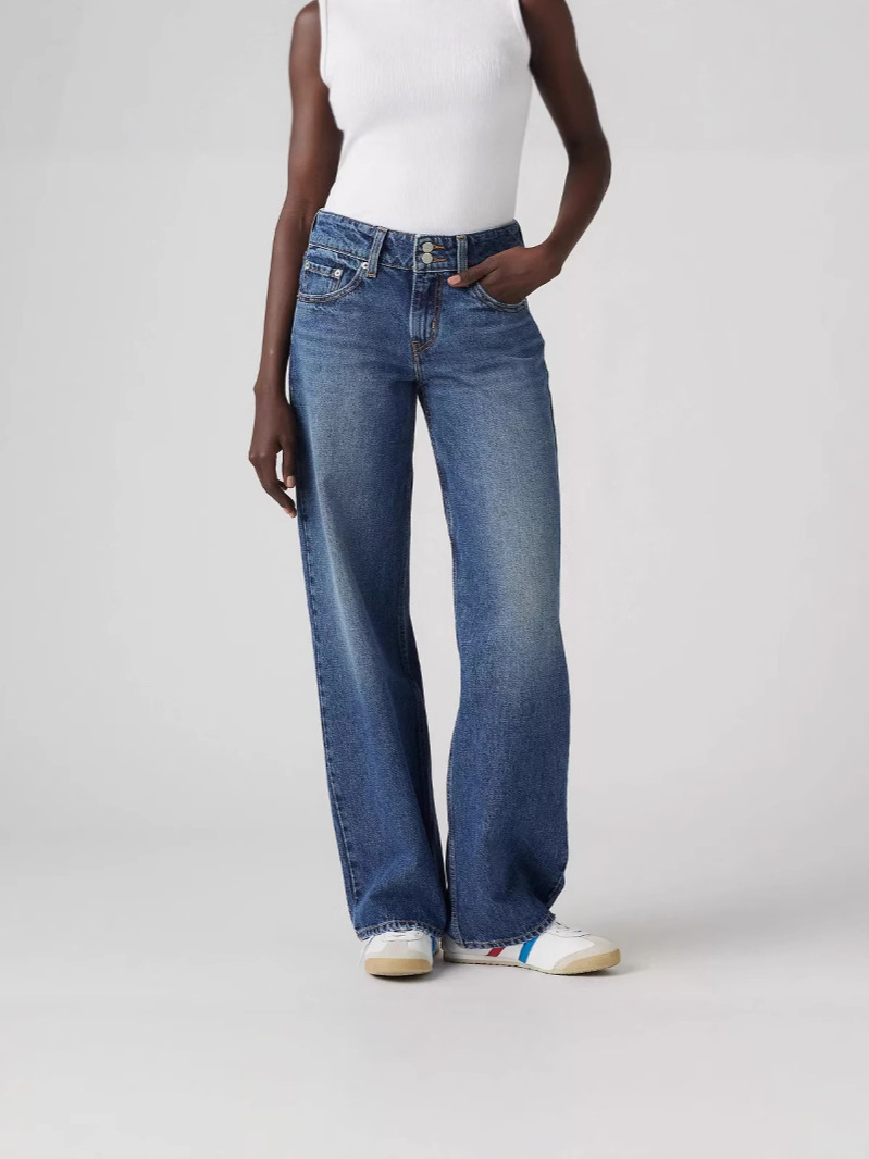 Jeans de Mujer de Tiro Alto de Algodón y Poliéster Pierna Ancha Rasgado para Uso Casual