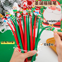 クリスマスロッキング中性ペンクリスマス学生文房具プレゼントかわいい漫画シリコン黒水筆サインペン