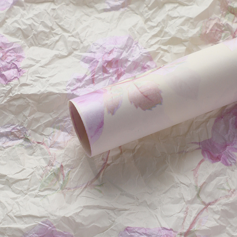 Papel de pera de siete colores, color de aceite, floral 38g, papel de fondo grueso, papel de revestimiento interior, papel amasado a mano, ramo de papel de regalo de flores