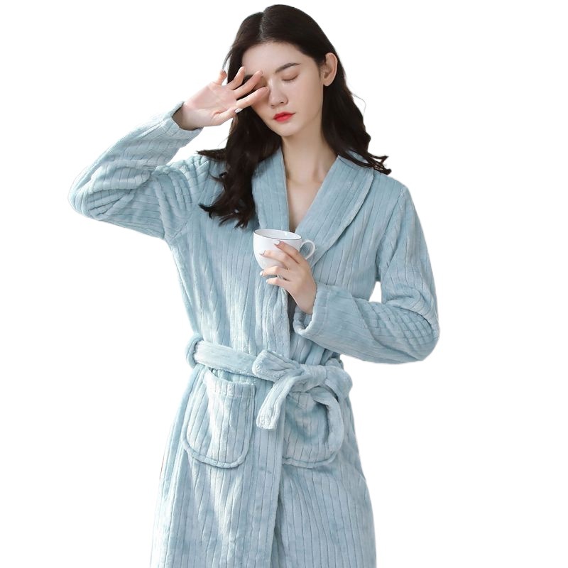 나이트 가운 커플 호텔 봄과 가을 두꺼운 플란넬 목욕 가운 여성의 가을과 겨울 산호 양털 파자마 남성 중형 및 롱 목욕 가운