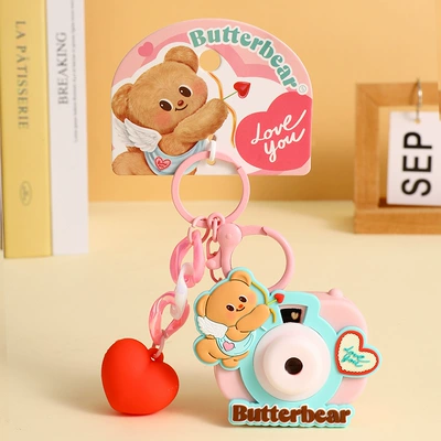 Vehicle Keychain Protective Cover, Electric vehicle key cover shell - butter-bear-keychain-angel-camera