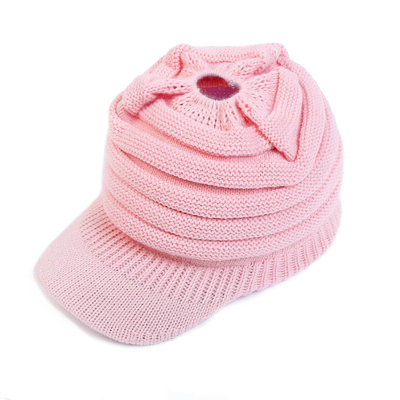 Klassische europäische und amerikanische Strickmütze, warme Strickmütze, Damen-Strickmütze mit offenem Himmel, Pferdeschwanz-Strickmütze, Entenschnabel-Wintermütze für Wärme – Detail 8