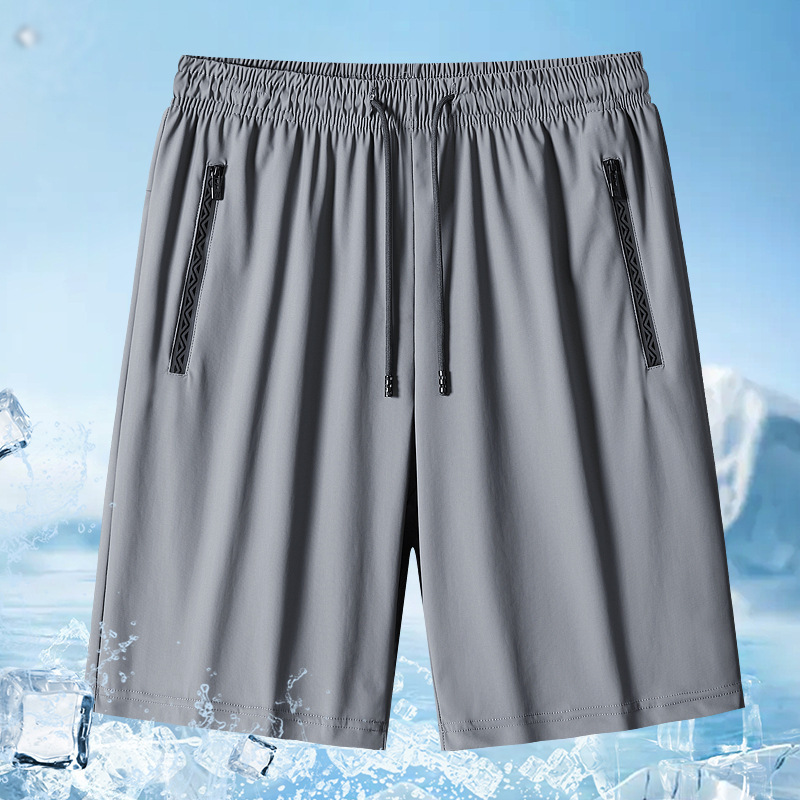 Silk sports shorts, beach quick dry breathable trousers for leisure, plus size, for running