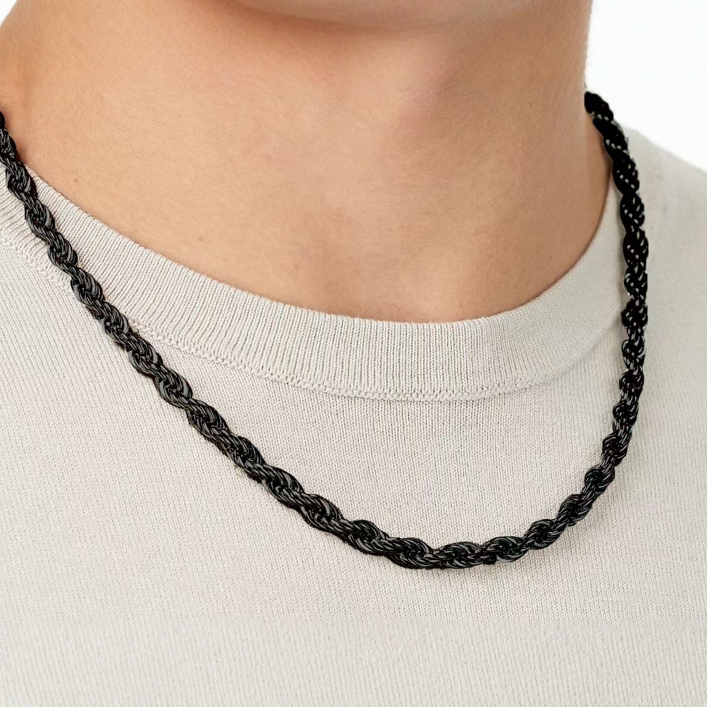 Gouden gedraaide schakelketting voor dames en heren rvs_voghion.com
