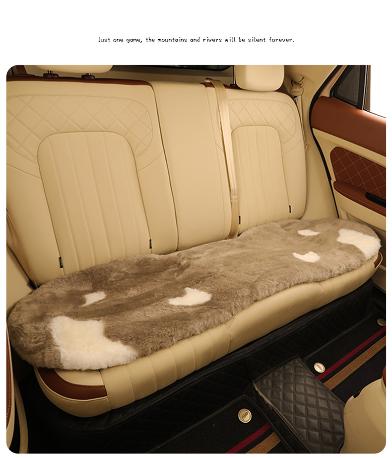 Pure wool car cushion single piece winter fur integrated three-piece car cushion warm plush seat cushion rear row strip