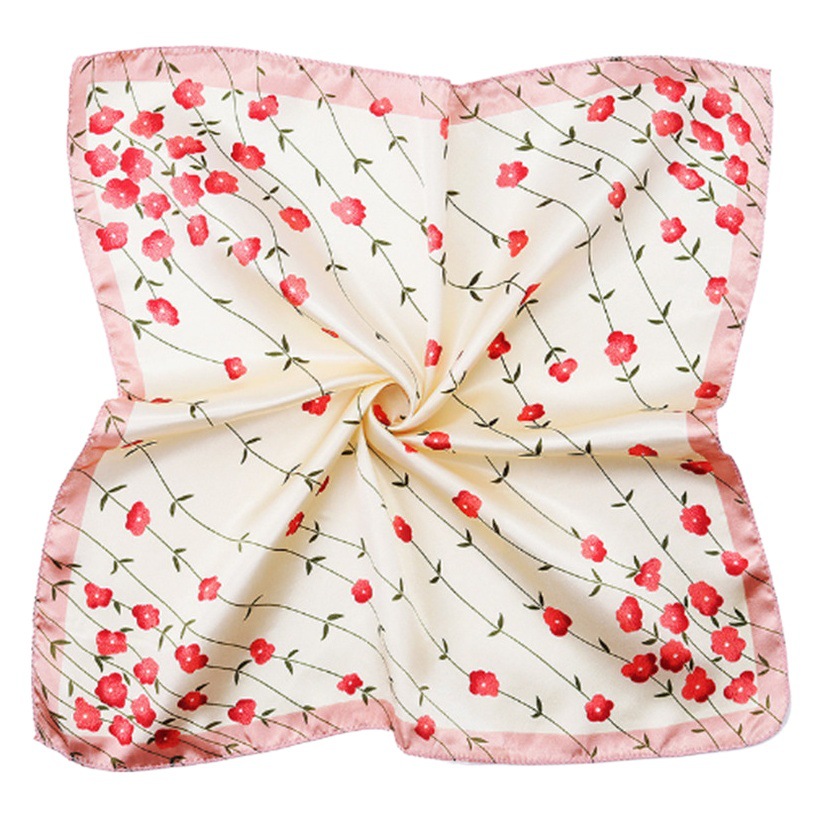 Bufanda de regalo para mujer Primavera y otoño decorativo invierno versátil cinta seda artificial bufanda profesional 50cm pequeña bufanda cuadrada