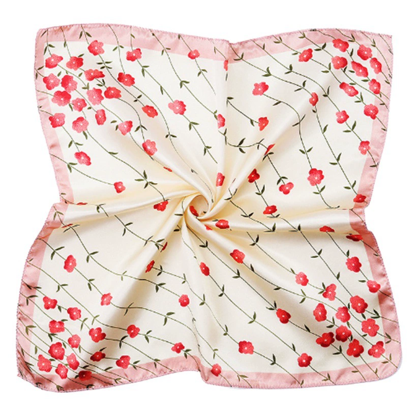 Подарочный шелковый шарф для женщин весной и осенью, декоративный зимний универсальный профессиональный шарф из искусственного шелка, маленький квадратный шарф 50 см