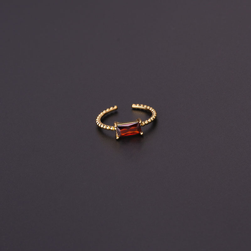 Fashion Square Copper Plating Inlay Zircon Open Ring 1 Piece
