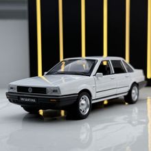 新豪迪合金车模1:32桑塔纳汽车带声光回力玩具车音效模型摆件代发