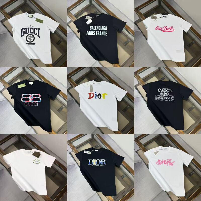 Cross-Border Foreign Trade High-Quality Classic Brand Logo Print Internet Celebrity Style Unisex Oversized Loose High-Quality Short-Sleeve T-Shirt
