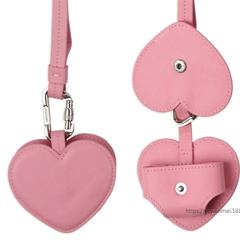 韩版心形耳机收纳包挂脖式蓝牙耳机收纳盒创意镂空耳机盒