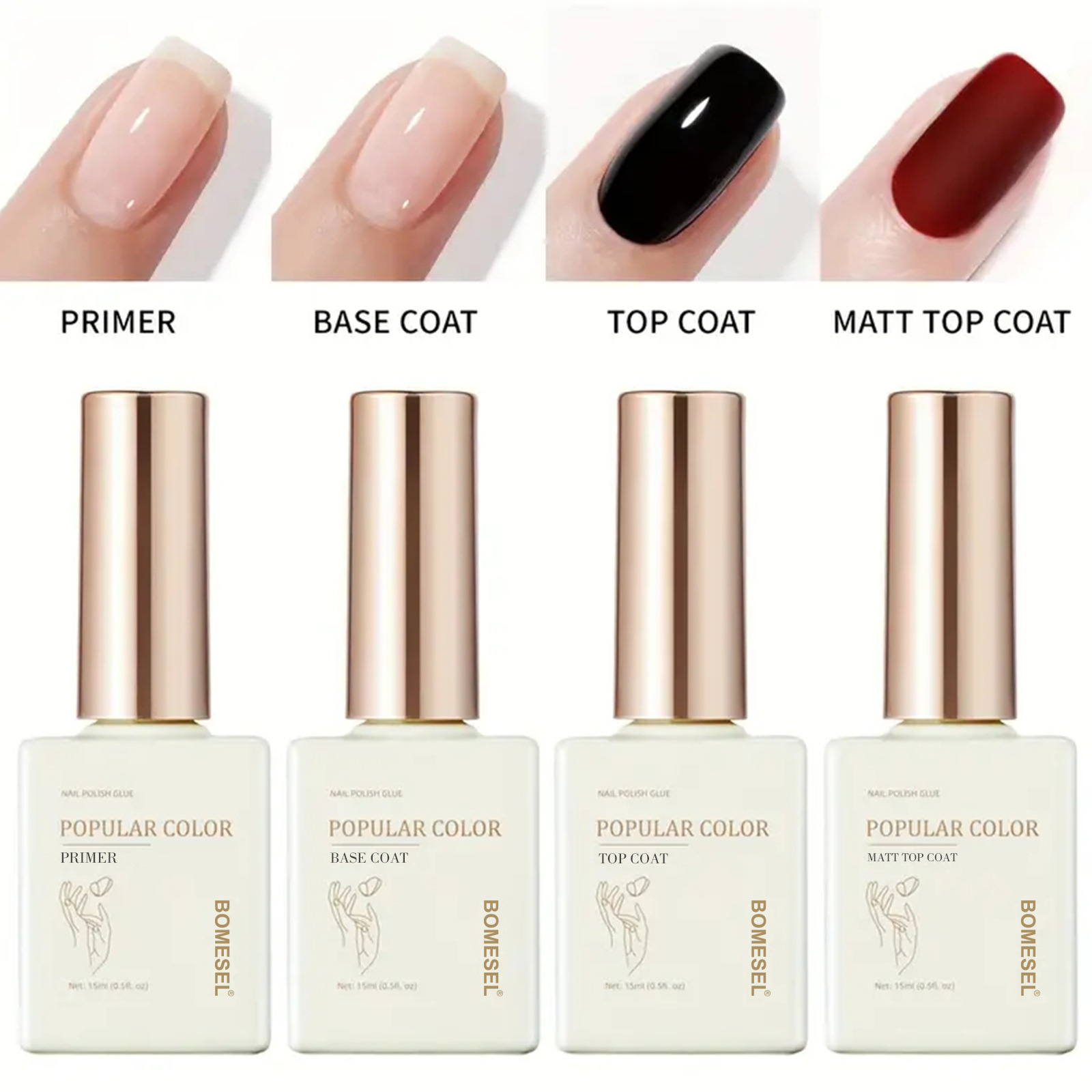 15ml tienda de uñas especial capa de sellado de pegamento de base reforzada esmerilado pegamento de vinilo endurecido fábrica de pegamento funcional al por mayor