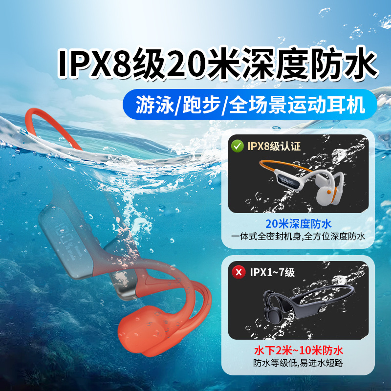 Private model bone conduction headphones professional non-ear ipx8 swimming waterproof headphones headset bone conduction sports headphones