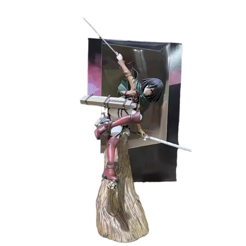 Attack on Titan Mikasa Ackerman Tree Stump Battle Figure Model Anime Peripheral Gk Statue