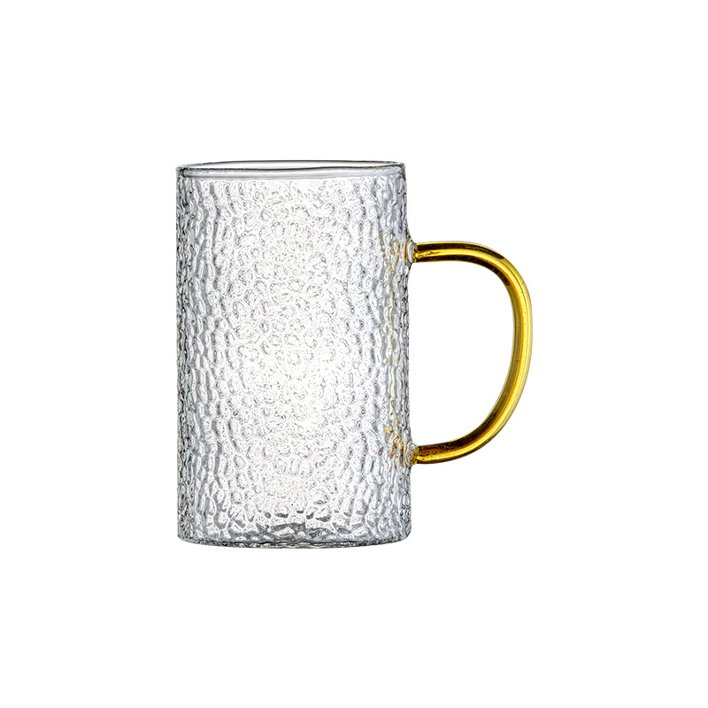Vidrio martilled con mango taza de agua taza de té taza de beber de alto grado Luz de lujo sala de estar del hogar juego de agua traje de la familia