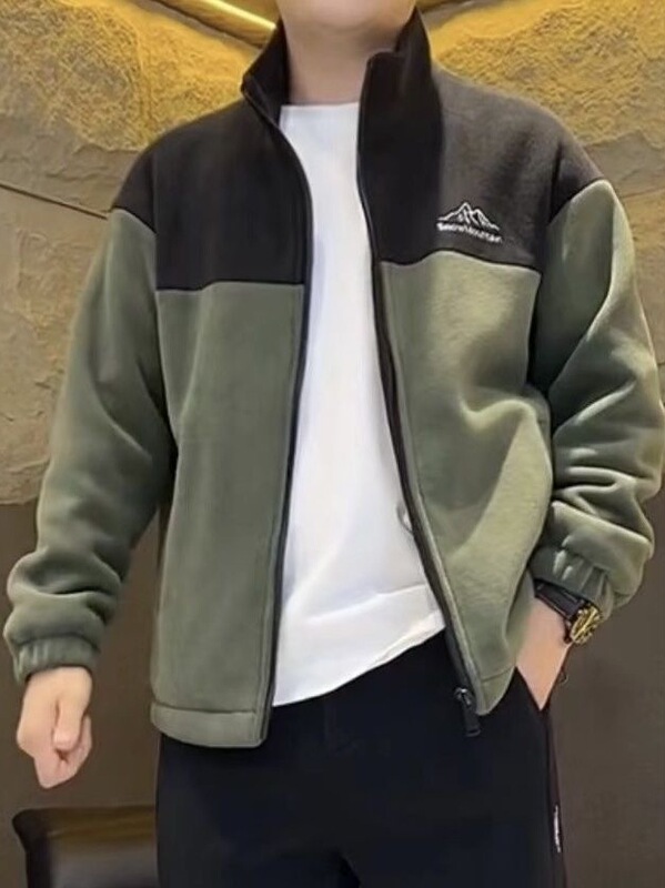 摇粒绒外套男立领开衫卫衣春秋季运动休闲宽松工装夹克外穿上衣潮|undefined