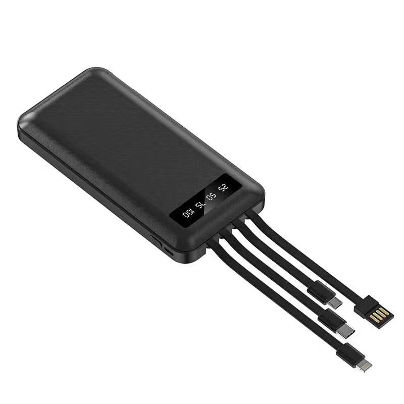 20000 mAh estándar real de gran capacidad portátil fuente de alimentación móvil teléfono móvil universal con cable de carga rápida al aire libre