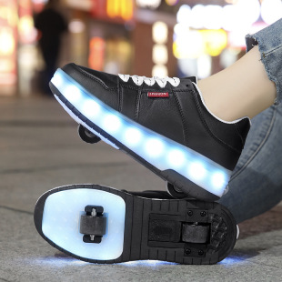 Cheap Boys' Heelys Shoes, Two-Wheel Retractable Roller Skates, Children's Rechargeable Luminous Heelys Shoes, Girls' Four-Wheel Skates