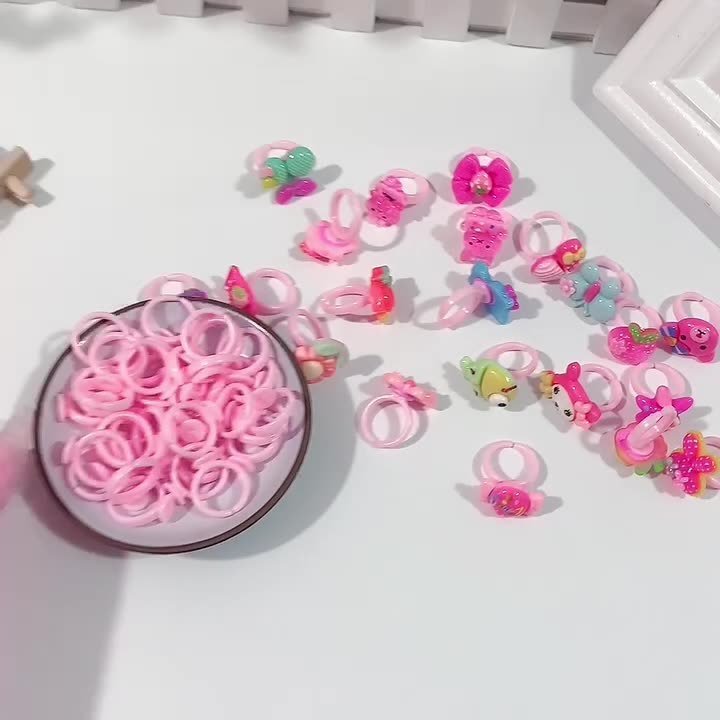 (2개) 어린이 DIY 수제 링 수지 액세서리 플라스틱 소녀 보석 크림 접착제 링 드롭 접착제 보석 액세서리
