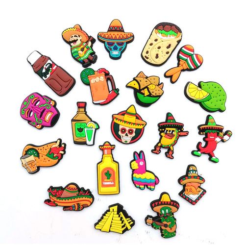 Mexican food series interesting diy clogs shoes flower shoe buckles croc garden shoe decorations
