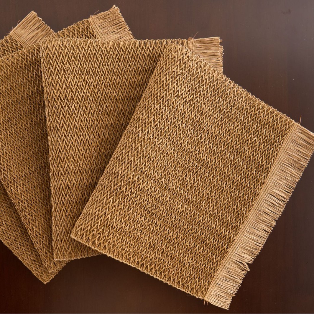 Yiqiyun almohadilla de mesa anti-escaldado estilo americano estilo pastoral color sólido tejido borla almohadilla para plato decorativa y embellecedora