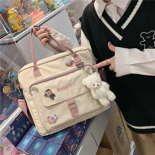 Japanese contrasting color large-capacity handbag Korean version Harajuku student one-shoulder cross-body school bag multi-purpose backpack