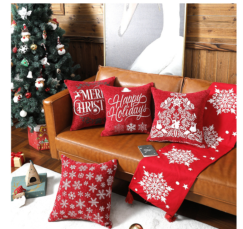 Capa de almofada de natal jacquard com floco de neve_voghion.com