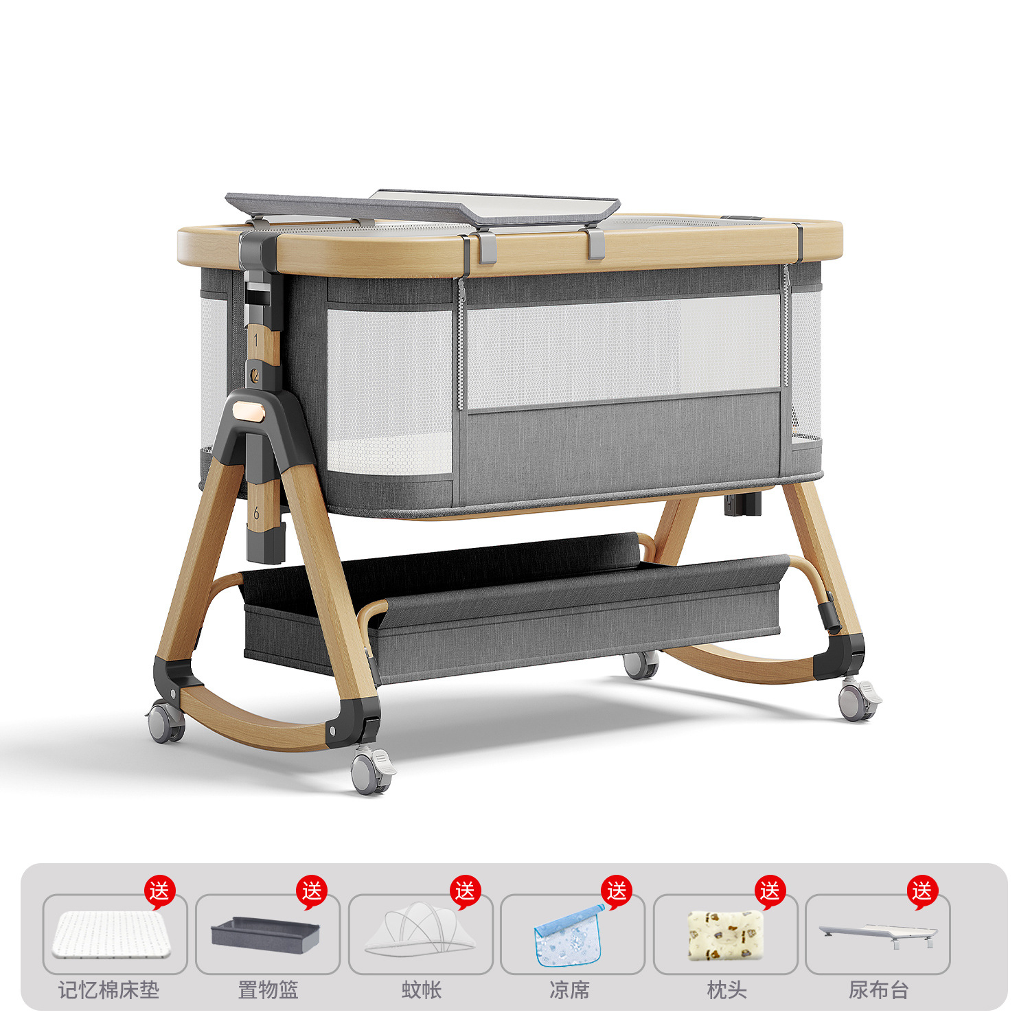 Cama de aleación de aluminio móvil portátil cuna cama plegable multifuncional bb cama recién nacida cama de empalme