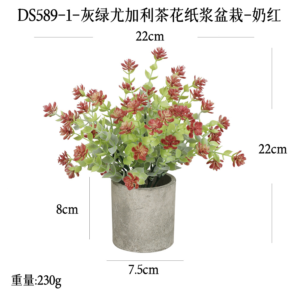 Más de 240 combinaciones populares de macetas con plantas verdes artificiales, decoraciones para el hogar, flores artificiales, bonsáis cilíndricos de pulpa de papel.