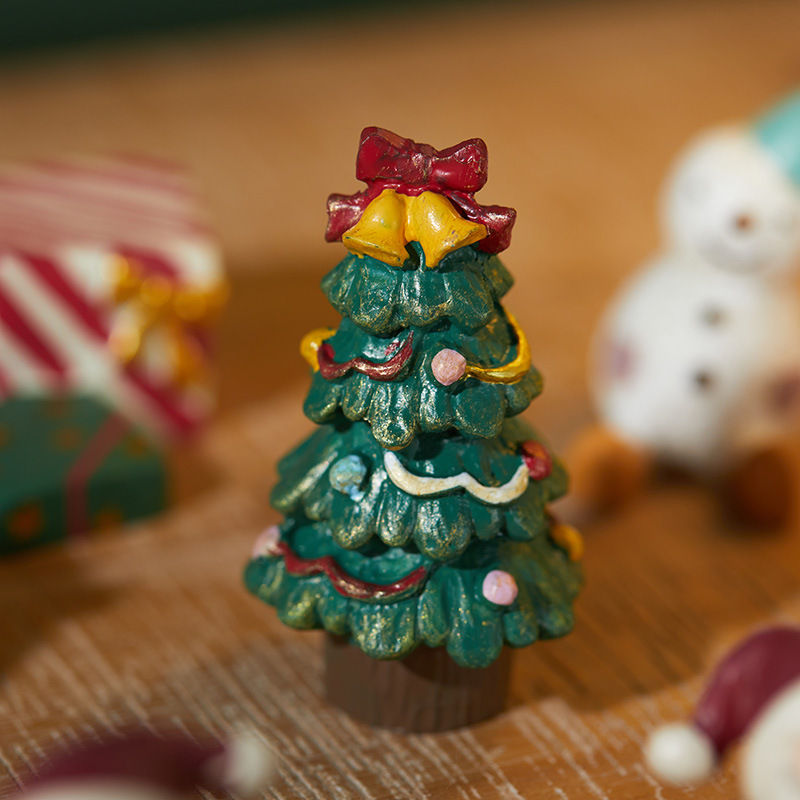 Resina de madera Papá Noel muñeco de nieve árbol de Navidad decoración de escritorio de Navidad decoración de micro paisaje