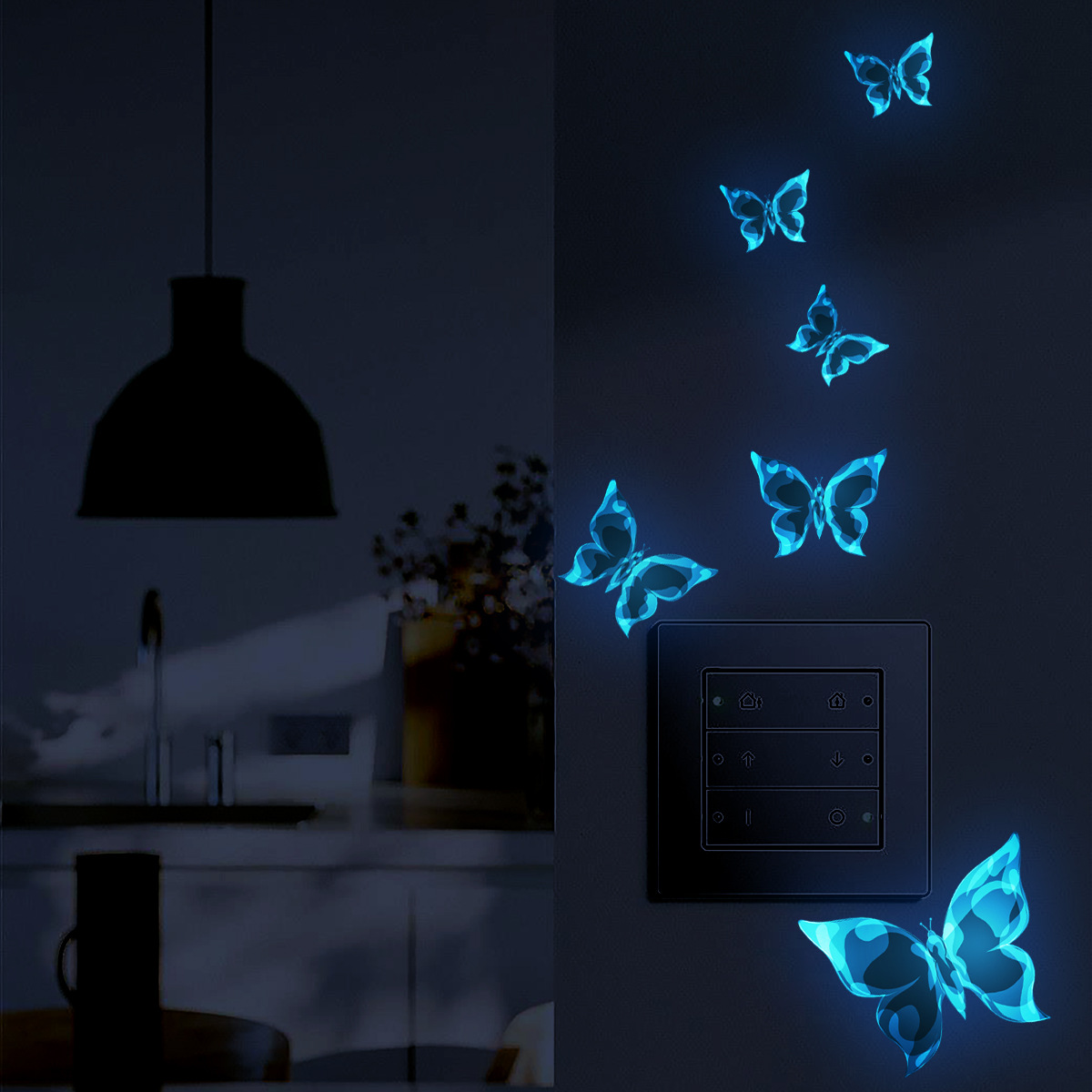 YC8019-Blue luminous butterfly switch st...