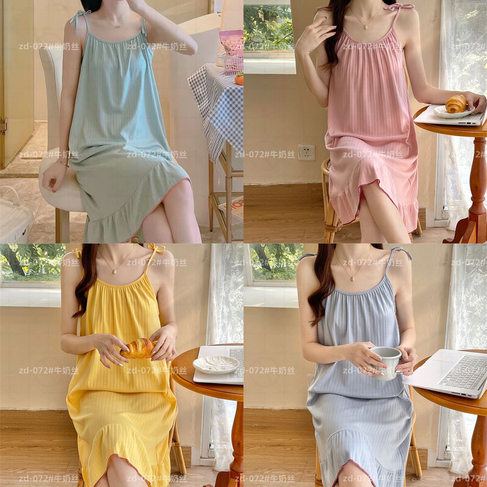 Pajamas de verano delgados de mujer en 2024 nuevo estilo coreano dulce estudiante sexy puro estilo simple vestido de pijama