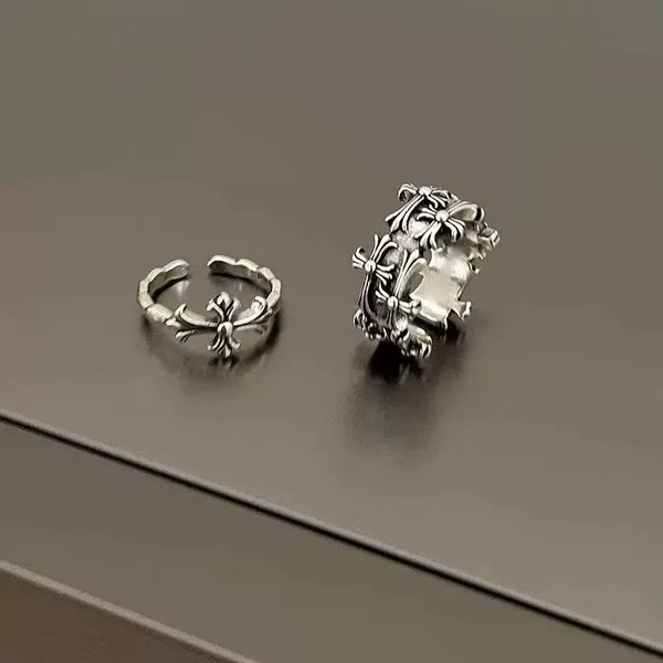 Dark Style Punk Cross Open Ring for Women, Vintage Distressed Y2K Pair Ring, Light Luxury Niche High-End Tail Ring