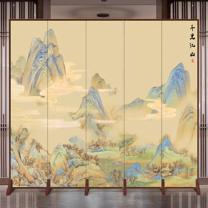 New Chinese Style Screen Partition for Living Room, Simple Foldable Mobile Entryway Facing the Door, Living Room Entrance Blocking Partition