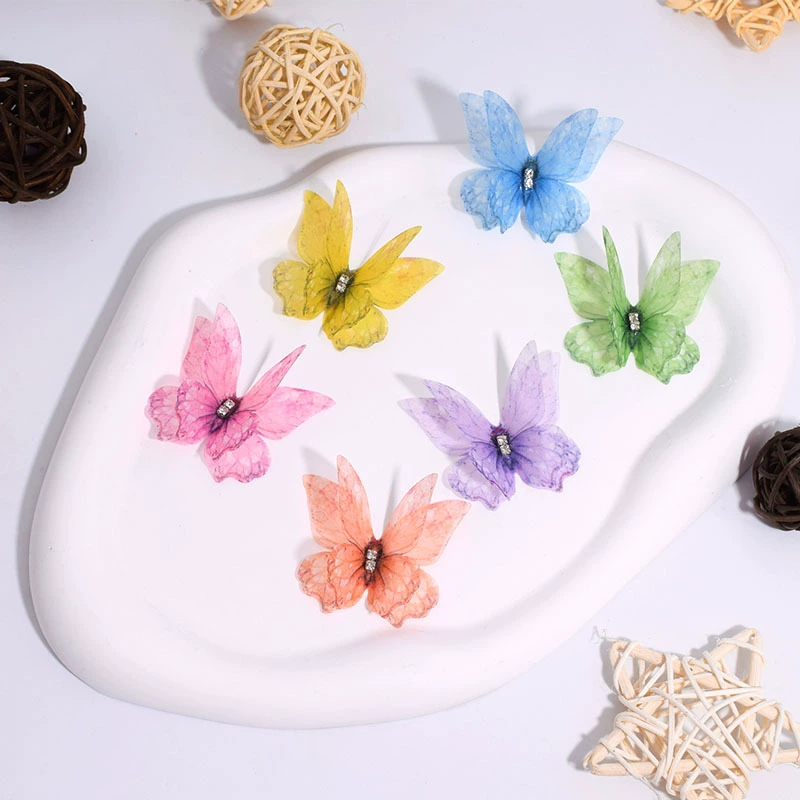 Oushu 5 см двухслойный стерео тюль бабочка хвост феникса бабочка искусственная ткань DIY заколка ручной работы аксессуары для одежды