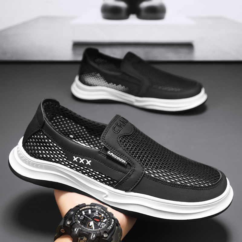 Zapatos de malla ventilados de verano para hombres zapatos de malla casuales de un pie para hombres zapatos de tela de malla