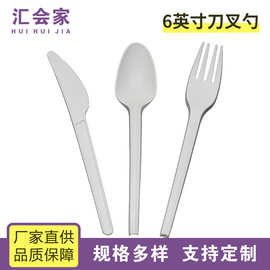 6英寸一次性PLA刀叉勺 环保可降解刀叉勺餐具厂家直销勺子一次性