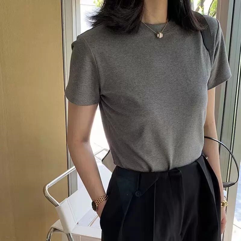Women's Round Neck Short-Sleeve T-Shirt, Spring/Summer 2026 New Style, White Slim-Fit, Flattering, Pure Cotton, Versatile Top